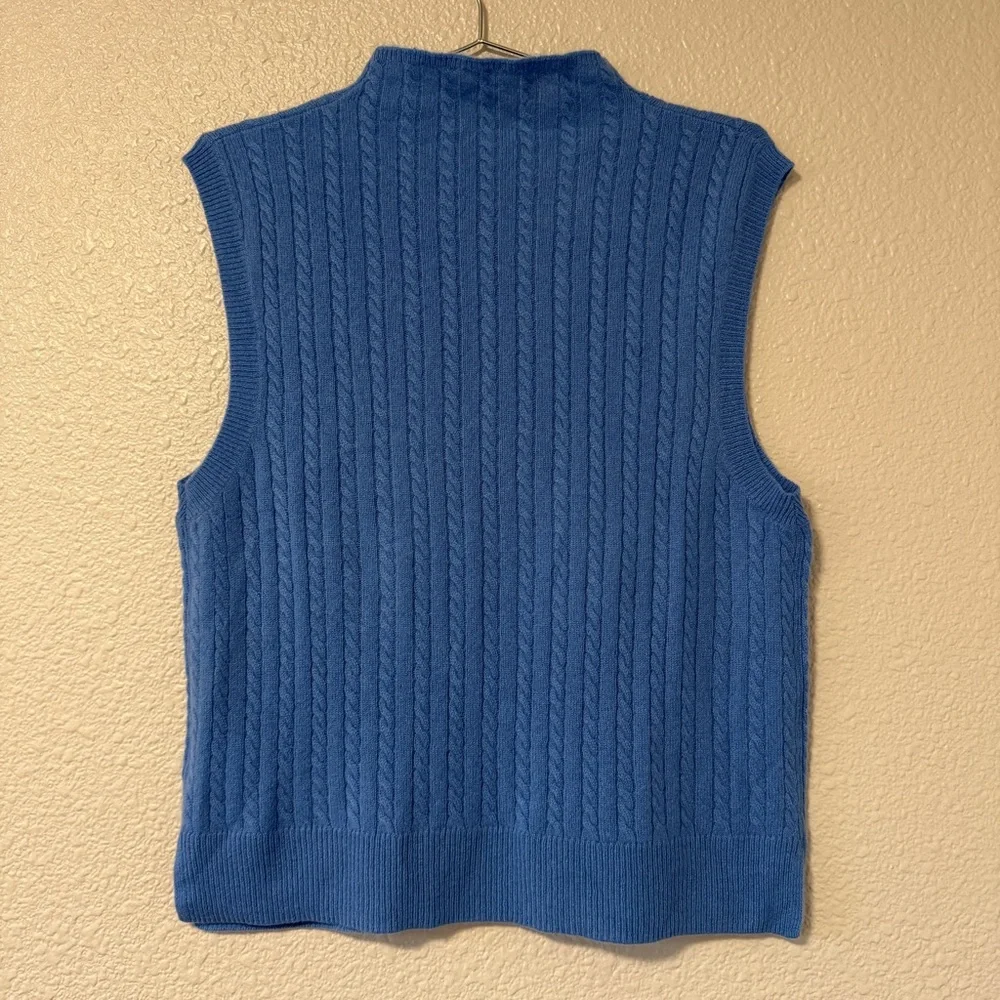 NWOT Veronica Beard Letitia Cable Cashmere Sweater Vest Blue Mockneck S Spring - Picture 9 of 10
